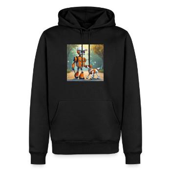 mignons petits robots vintage futuristes orange - Sweat à capuche Premium bio Homme - noir - Devant - Nico (187cm)