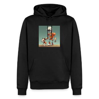 mignon petit orange futuriste vintage robots - Sweat à capuche Premium bio Homme - noir - Devant - Nico (187cm)