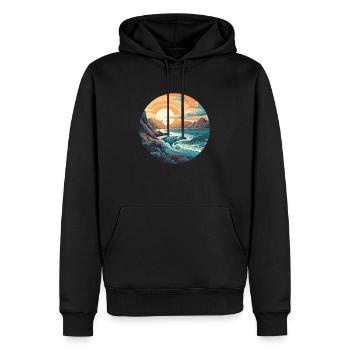 Plage rocheuse - Sweat à capuche Premium bio Homme - noir - Devant - Nico (187cm)