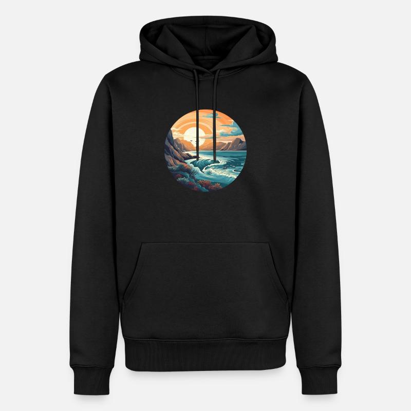 Felsstrand - Männer Premium Bio Hoodie - Schwarz