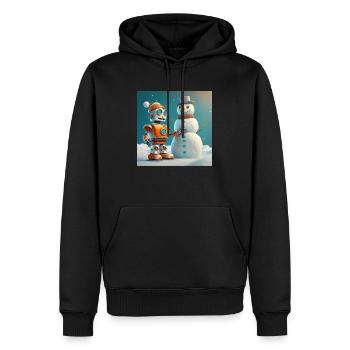 mignon petit robot vintage futuriste orange - Sweat à capuche Premium bio Homme - noir - Devant - Nico (187cm)