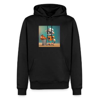 mignon petit robot vintage futuriste orange - Sweat à capuche Premium bio Homme - noir - Devant - Nico (187cm)