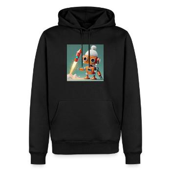 niedlicher Roboter lässt Silvesterraketen ab - Männer Premium Bio Hoodie - Schwarz - Vorne - Nico (187cm)