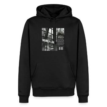 Dunkles Design - Männer Premium Bio Hoodie - Schwarz - Vorne - Nico (187cm)