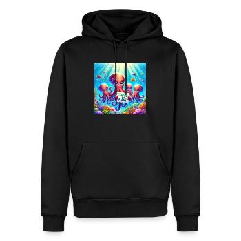 Famille Kraken - Sweat à capuche Premium bio Homme - noir - Devant - Nico (187cm)
