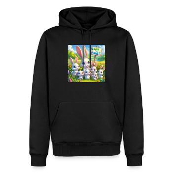Famille de lapins - Sweat à capuche Premium bio Homme - noir - Devant - Nico (187cm)