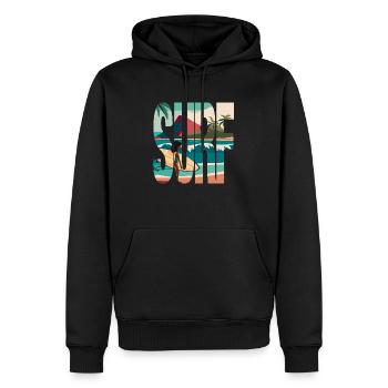Surf, Surfeur, Plage, Hawaï - Sweat à capuche Premium bio Homme - noir - Devant - Nico (187cm)