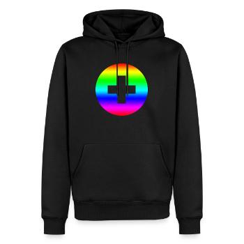 Arc-en-ciel rond plus croix - Sweat à capuche Premium bio Homme - noir - Devant - Nico (187cm)