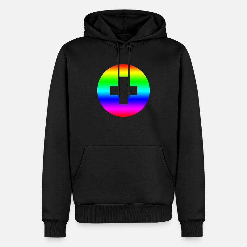 Arc-en-ciel rond plus croix - Sweat à capuche Premium bio Homme - noir