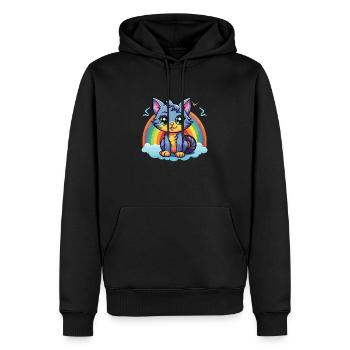 Vibrant Rainbow Kitty Artwork - Men’s Premium Organic Hoodie - black - Front - Nico (187cm)