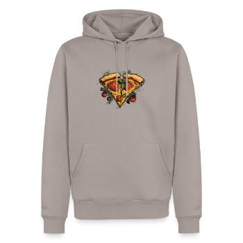 Love pizza - Men’s Premium Organic Hoodie - taupe - Front - Nico (187cm)