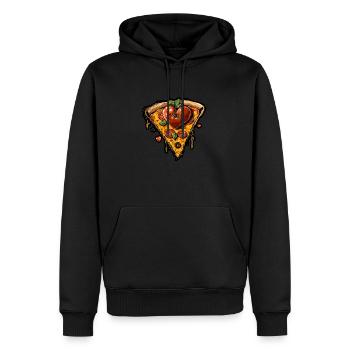 Mein Herz ist Pizza - Männer Premium Bio Hoodie - Schwarz - Vorne - Nico (187cm)
