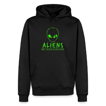 The aliens don't believe in you either - Men’s Premium Organic Hoodie - black - Front - Nico (187cm)