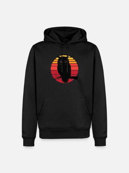 Eule Retro Sonnenuntergang Grafik - Herre Premium økologisk hoodie - sort