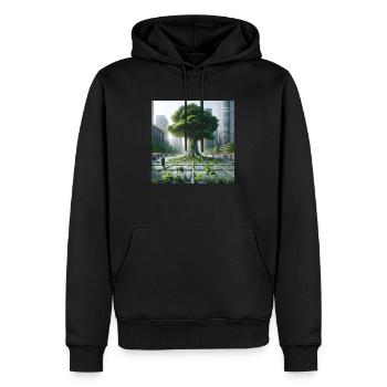 City Tree 2.0 - Männer Premium Bio Hoodie - Schwarz - Vorne - Nico (187cm)