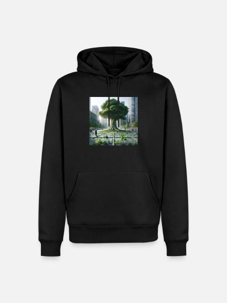 City Tree 2.0 - Männer Premium Bio Hoodie - Schwarz
