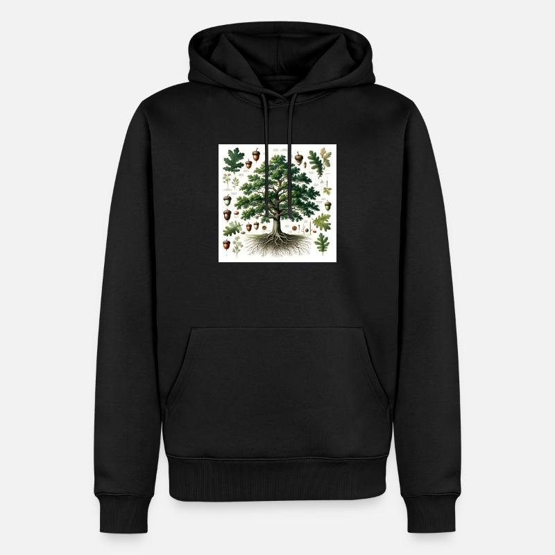 Botanik Eiche - Männer Premium Bio Hoodie - Schwarz