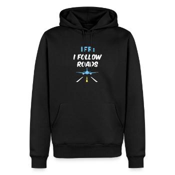 Ich folge Straßen IFR Aviation Day Lustiger Pilot - Männer Premium Bio Hoodie - Schwarz - Vorne - Nico (187cm)