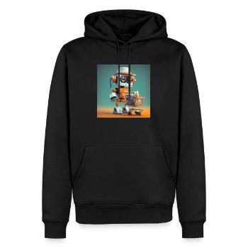 mignon petit robot vintage futuriste orange - Sweat à capuche Premium bio Homme - noir - Devant - Nico (187cm)
