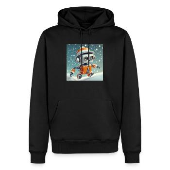 mignon petit robot vintage futuriste orange - Sweat à capuche Premium bio Homme - noir - Devant - Nico (187cm)