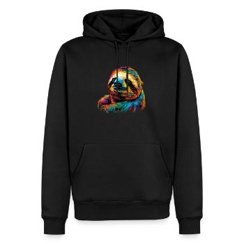 Le pop art paresseux - Sweat à capuche Premium bio Homme - noir - Devant - Nico (187cm)