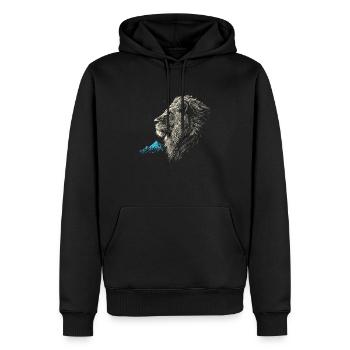 Löwe - Männer Premium Bio Hoodie - Schwarz - Vorne - Nico (187cm)