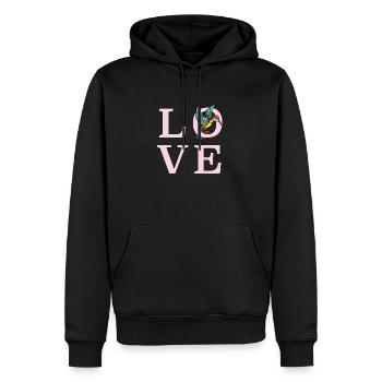 Kolibri-Liebe elegant, niedlich und farbenfroh - Männer Premium Bio Hoodie - Schwarz - Vorne - Nico (187cm)