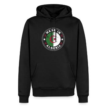 Made in algeria -idée cadeau Algérie - Sweat à capuche Premium bio Homme - noir - Devant - Nico (187cm)