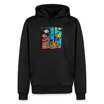 Fisch - Männer Premium Bio Hoodie - Schwarz - Vorne - Nico (187cm)