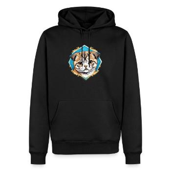 Chat Scottish Fold - Sweat à capuche Premium bio Homme - noir - Devant - Nico (187cm)