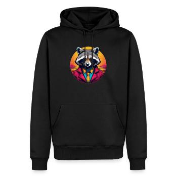 Raton laveur - Sweat à capuche Premium bio Homme - noir - Devant - Nico (187cm)