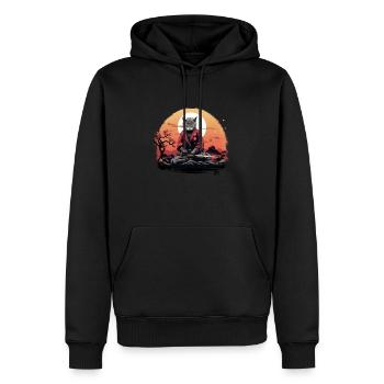 Chat Sakura - Sweat à capuche Premium bio Homme - noir - Devant - Nico (187cm)