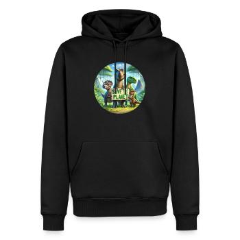 Famille des dinosaures - Sweat à capuche Premium bio Homme - noir - Devant - Nico (187cm)