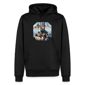 Nilpferd Familie - Männer Premium Bio Hoodie - Schwarz - Vorne - Nico (187cm)
