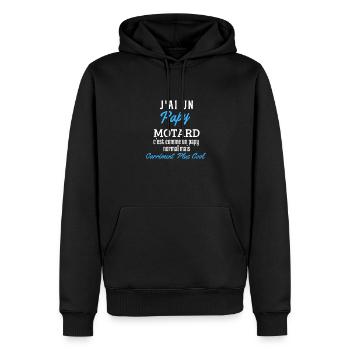 Papy Motard Cool - Sweat à capuche Premium bio Homme - noir - Devant - Nico (187cm)