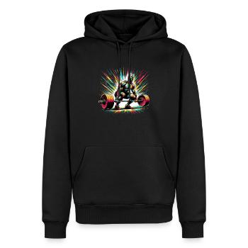 Powerlifting Energie: Kunst-Explosion - Männer Premium Bio Hoodie - Schwarz - Vorne - Nico (187cm)