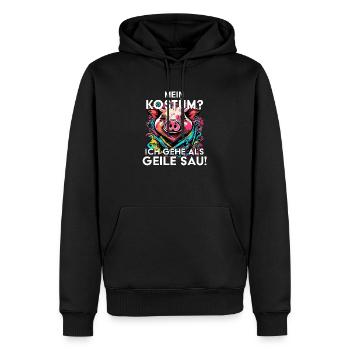 Mein Kostüm? Ich gehe als GEILE SAU! - Männer Premium Bio Hoodie - Schwarz - Vorne - Nico (187cm)