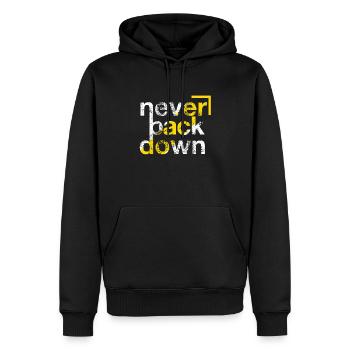 Persévérance Illustrée : La Devise 'Ne jamais recu - Sweat à capuche Premium bio Homme - noir - Devant - Nico (187cm)