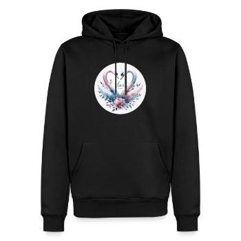 Cygne : L'amour tendre - Sweat à capuche Premium bio Homme - noir - Devant - Nico (187cm)