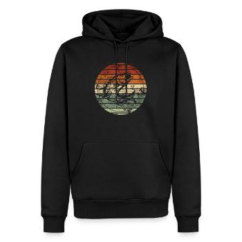 Retro Pfirsich - Vintage Geschenkidee - Männer Premium Bio Hoodie - Schwarz - Vorne - Nico (187cm)