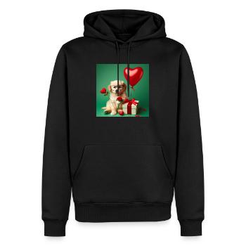 chiot avec ballon en cœur pour la Saint-Valentin - Sweat à capuche Premium bio Homme - noir - Devant - Nico (187cm)
