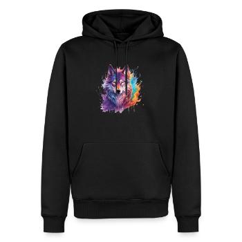 magic wolf - Männer Premium Bio Hoodie - Schwarz - Vorne - Nico (187cm)