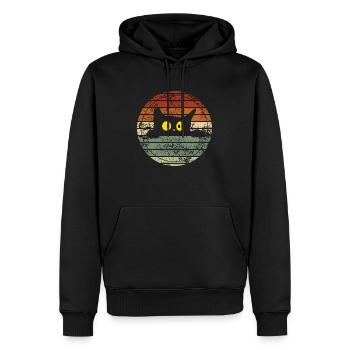 Retro Cat - Vintage Geschenkidee - Männer Premium Bio Hoodie - Schwarz - Vorne - Nico (187cm)