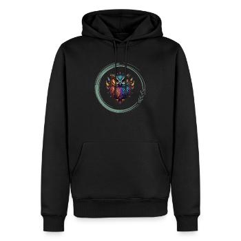 Meditationen logo - Männer Premium Bio Hoodie - Schwarz - Vorne - Nico (187cm)