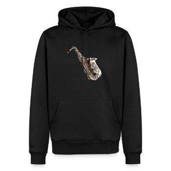 Das Saxophon ist ein beliebtes Instrument - Männer Premium Bio Hoodie - Schwarz - Vorne - Nico (187cm)