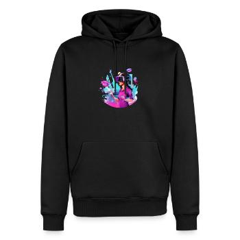 VR Erlebnis: Interaktive Spielwelt - Männer Premium Bio Hoodie - Schwarz - Vorne - Nico (187cm)