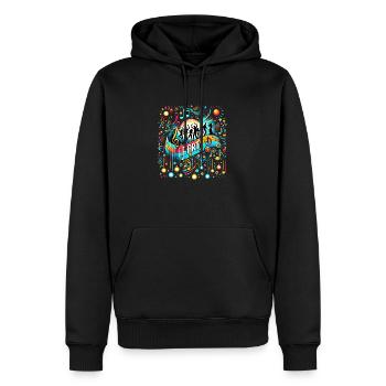 Musical Celebration: Vibrant Party Illustration - Männer Premium Bio Hoodie - Schwarz - Vorne - Nico (187cm)