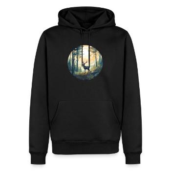 Lonely deer - Men’s Premium Organic Hoodie - black - Front - Nico (187cm)