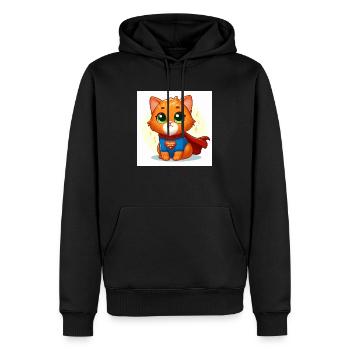 chat roux mignon - Sweat à capuche Premium bio Homme - noir - Devant - Nico (187cm)