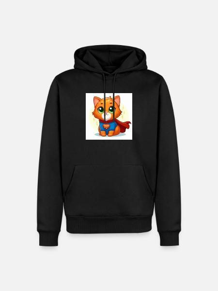 chat roux mignon - Sweat à capuche Premium bio Homme - noir